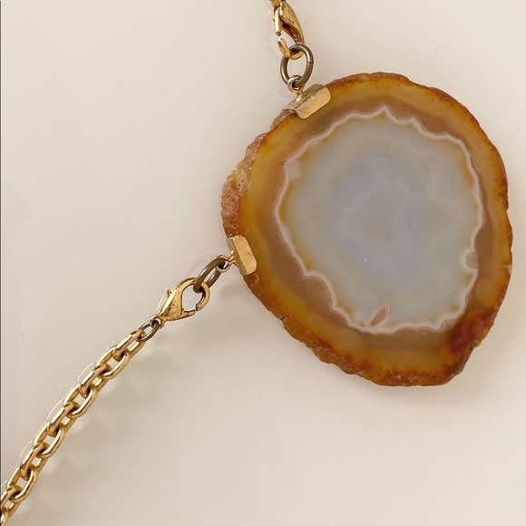 Vintage Agate Gold Chain Stone Necklace - Picture 4 of 9